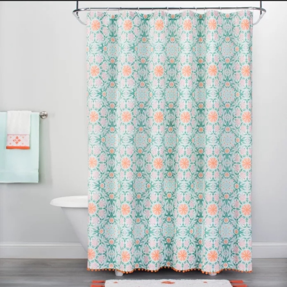 Shower curtain and rug